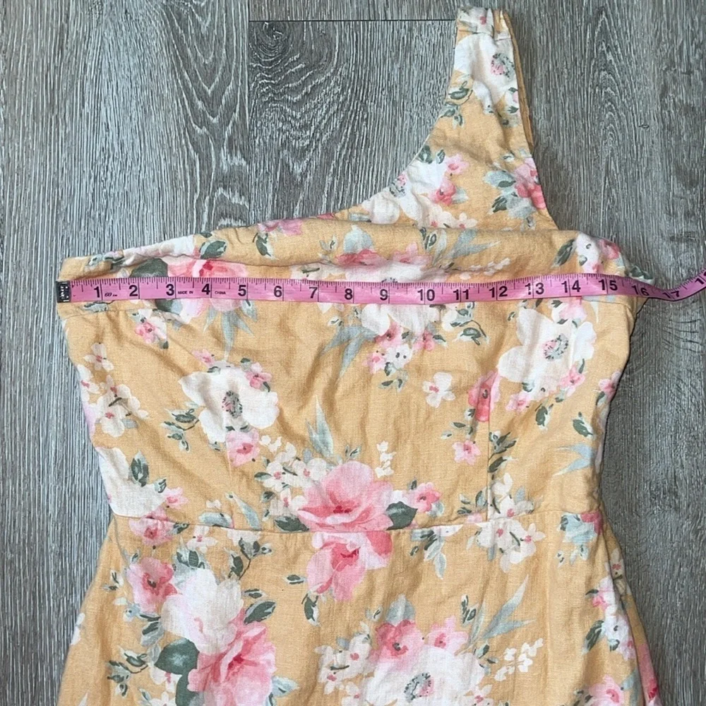 ABERCROMBIE & FITCH One Shoulder Linen Blend Mini Dress size medium floral